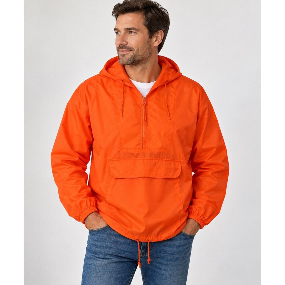 Vintage 80s Windless Flapjacket Orange Nylon Anorak USA Made S Windbreaker NOS